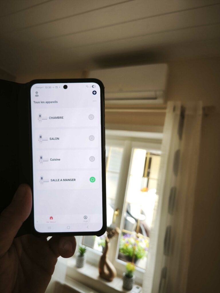 Climatisation contrôlée via une application mobile